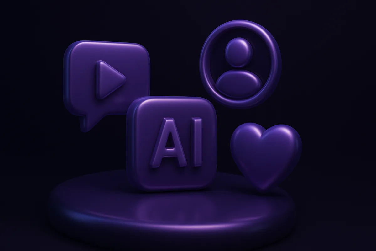 Best AI influencer platform, glossy violet trophy form among platform tiles representing platform comparison