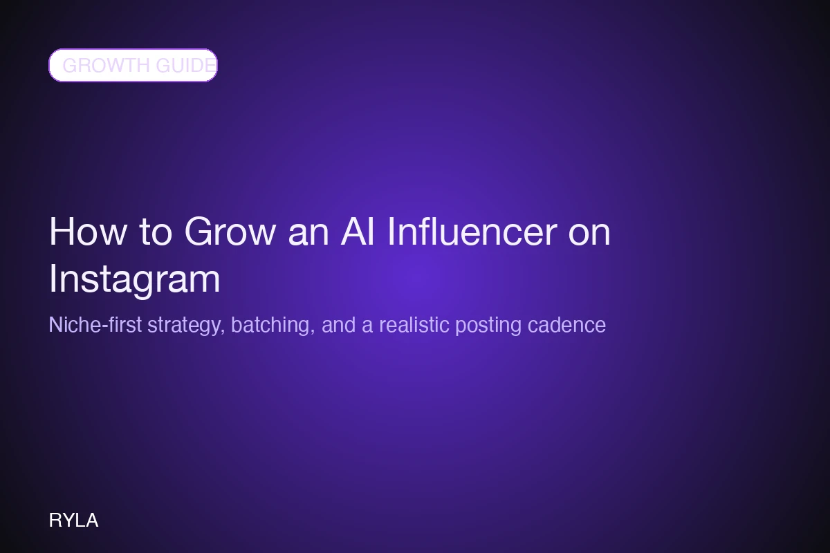 An Instagram growth checklist for an AI influencer covering niche, batching, and posting cadence