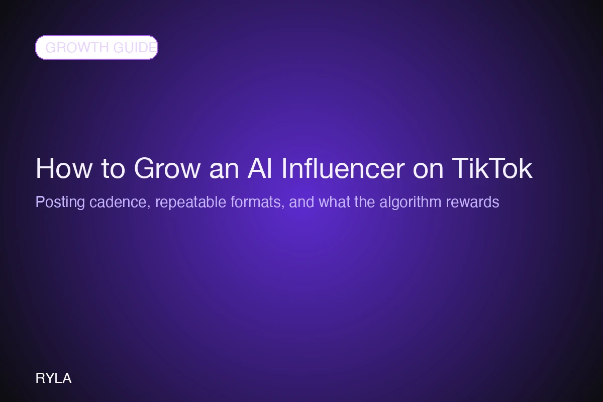 A TikTok growth checklist for an AI influencer covering posting cadence and content mix