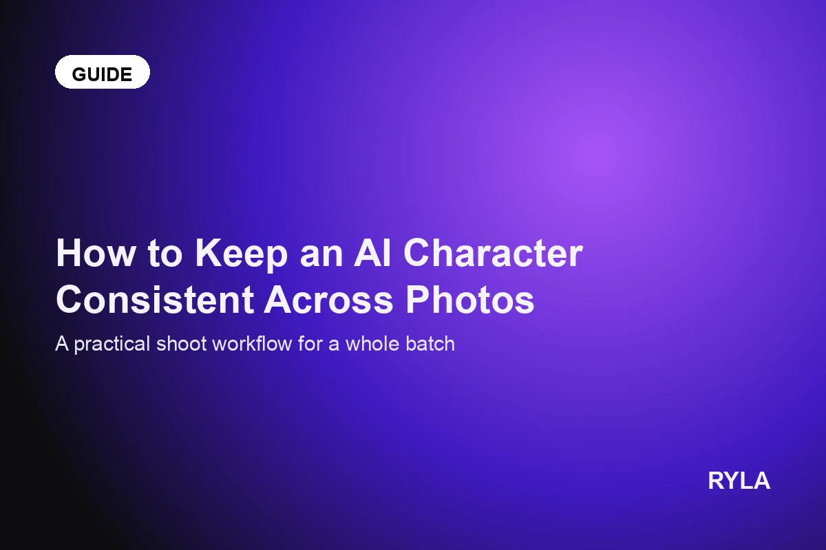 A contact sheet of the same AI character shown consistently across many different photo poses