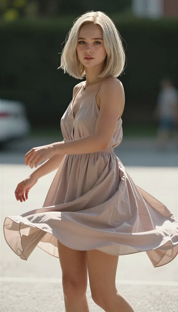 AI influencer reel still twirling in a sundress, posted to Instagram