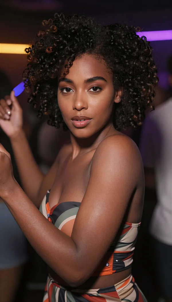 AI influencer reel still dancing at a party, posted to TikTok