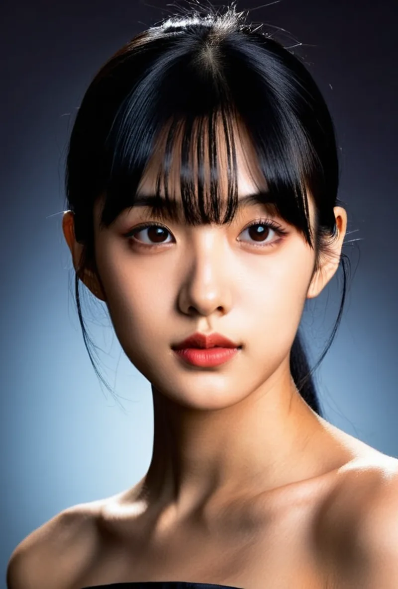 Asian AI creator, an editorial studio portrait, generated with RYLA