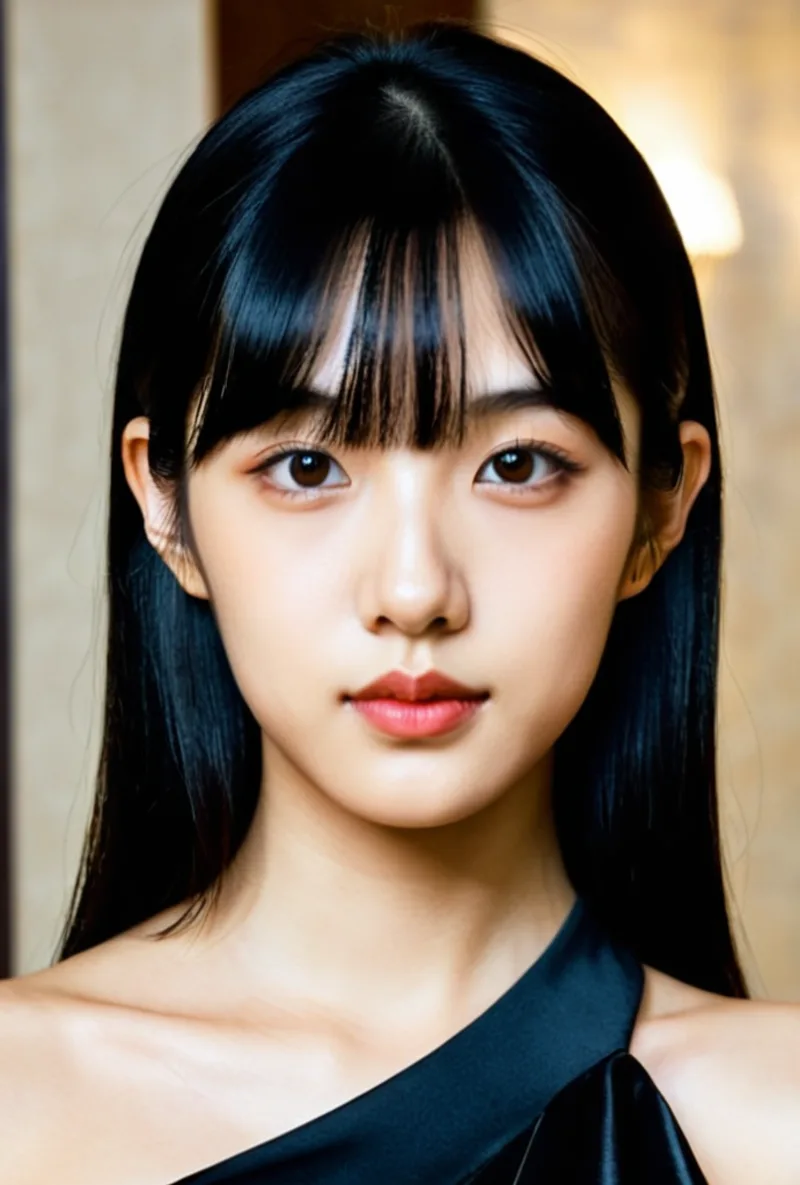Asian AI creator, in a luxury interior in evening wear, generated with RYLA