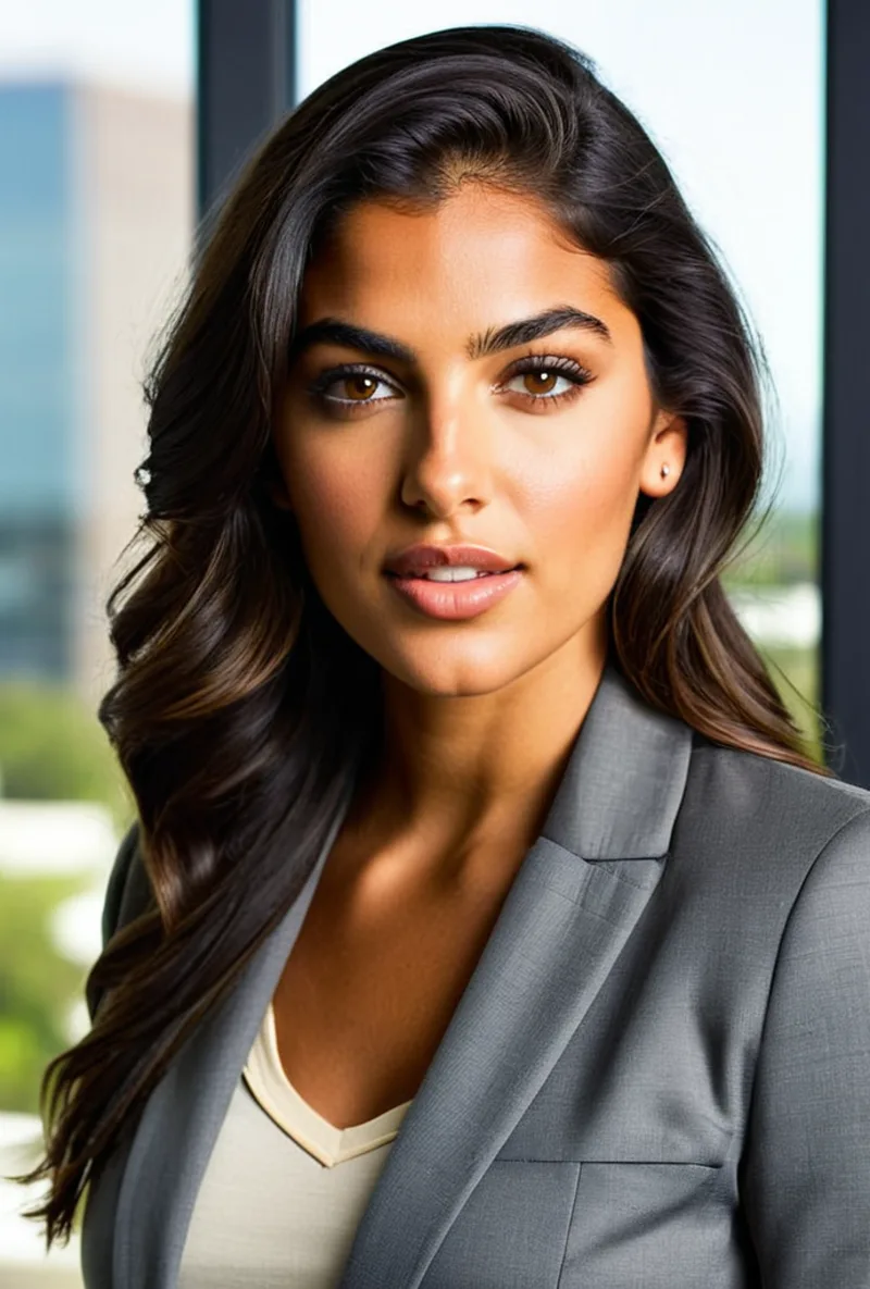 Latina AI creator, in an office in business wear, generated with RYLA