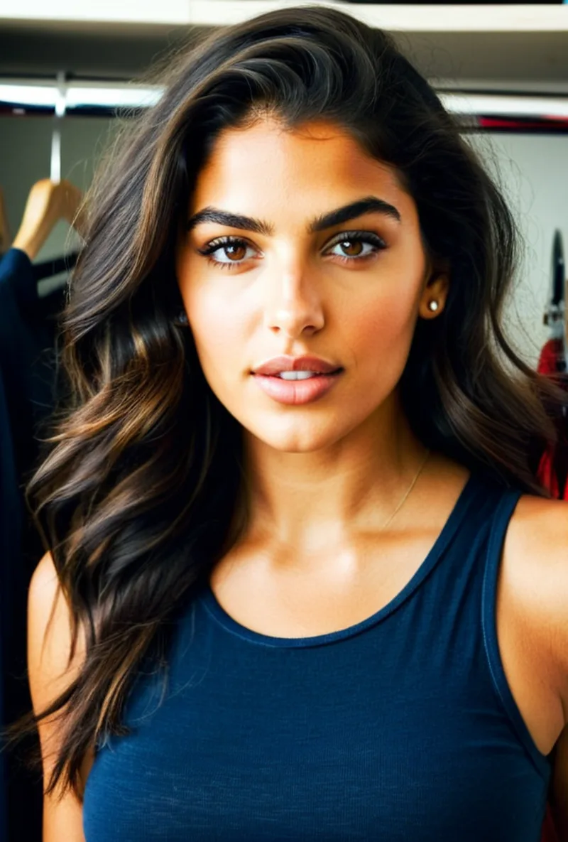 Latina AI creator, shopping in a store, generated with RYLA